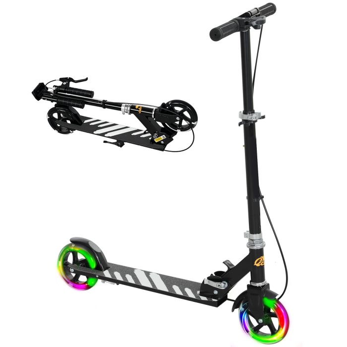 AIVAGO Scooter for Kids Ages 3-8 with Adjustable Handle, 2 Light up Wheels, Handbrake & Rear Brake for Girls and Boys, Black