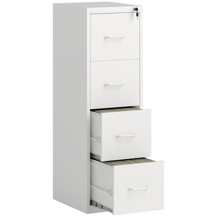 HERON Four-Drawer Modern Steel Filing Cabinet - White