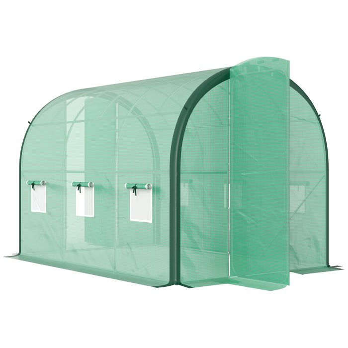 SUNVISTA 3 x 2(m) Polytunnel Greenhouse, with Windows and Doors - Green