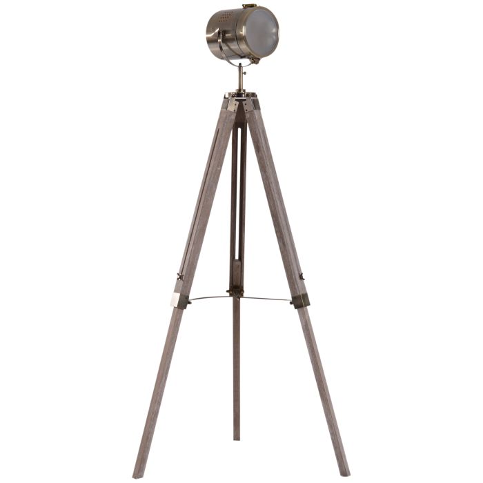 Vintage Tripod Floor Lamp Retro Industrial Photography Light Spotlight Antique Searchlight Wooden Base