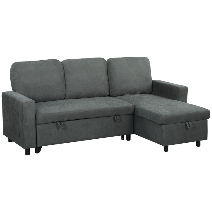 HERON L Sofa Bed, with Storage - Charcoal Grey