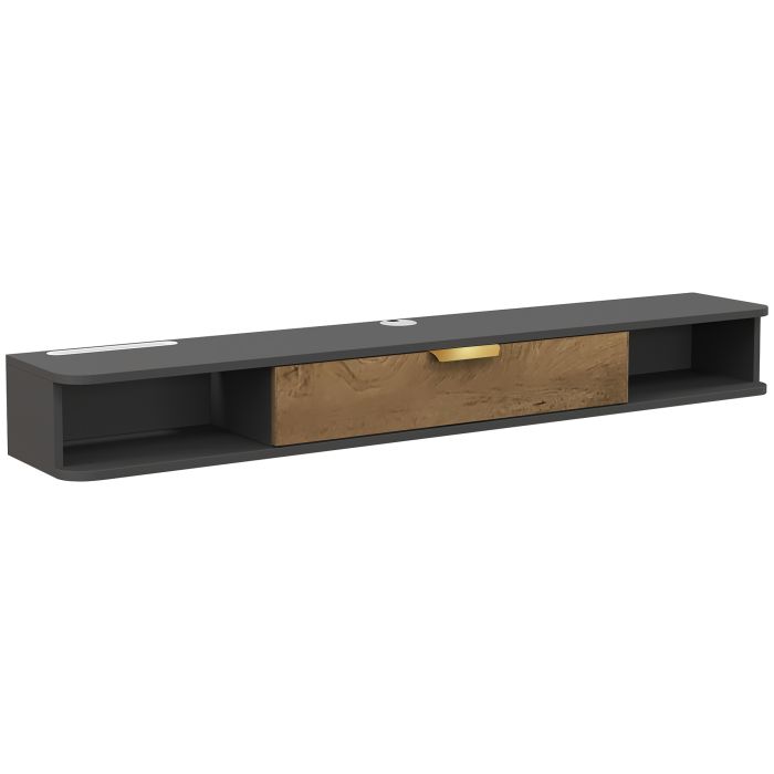 HERON 140 cm Floating TV Stand with Storage - Charcoal Grey