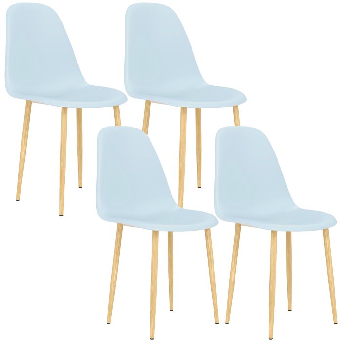 HERON Modern Dining Chairs Set of 4, Kitchen Chairs with Backrest and Steel Legs for Dining Room, Living Room, Light Blue