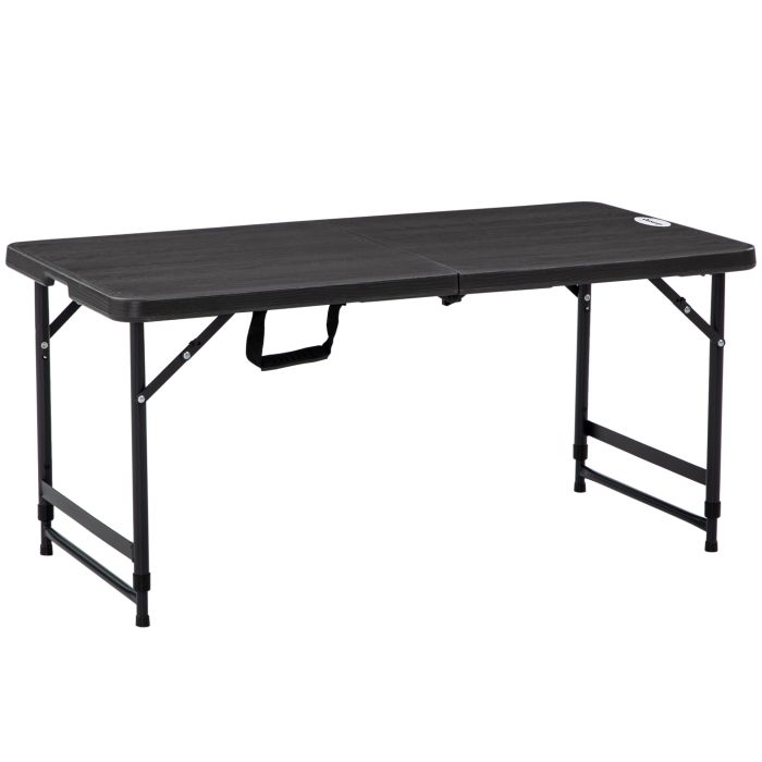 Foldable Patio Dining Table for 4, Height Adjustable Outdoor Table for Garden, Lawn, Dark Grey