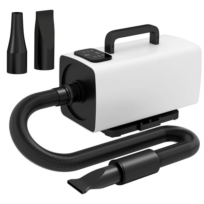 PAWSTER 2200W Dog Hair Dryer with Auto Adjustable Temperature & Airflow, 3 Nozzles, Digital Screen, for Dogs Cats, White