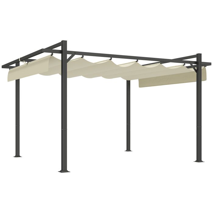 SUNVISTA 3 x 4m Aluminium Pergola, with Retractable Roof - Grey/Khaki