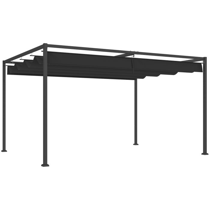 SUNVISTA 4 x 3m Metal Pergola, with Retractable Canopy Roof - Black