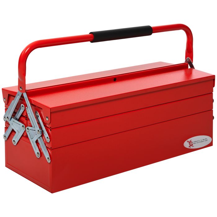 Metal Tool Box 3 Tier 5 Tray Professional Portable Storage Cabinet Workshop Cantilever Toolbox with Carry Handle, 57cmx21cmx41cm, Red