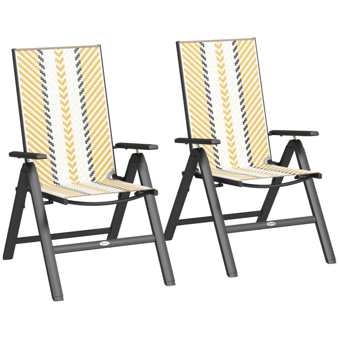 SUNVISTA Set of Two Rattan Reclining Garden Chairs - Black Print