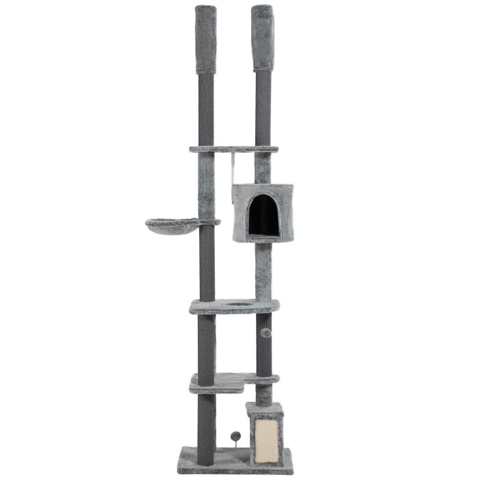 Cat Furniture - Floor-to-Ceiling Cat Tree with Condo 225 Grey 60cm