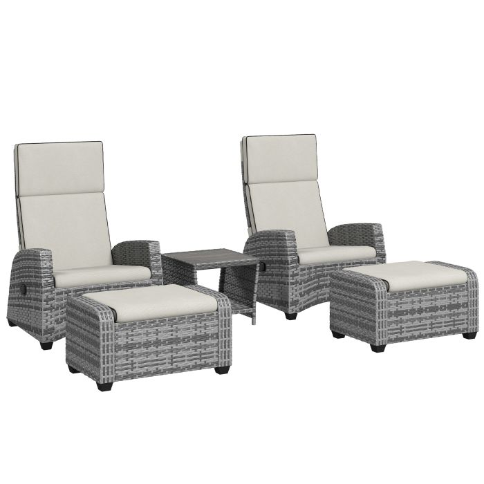 SUNVISTA 5-Piece Rattan Garden Furniture Set with Cushions - Grey