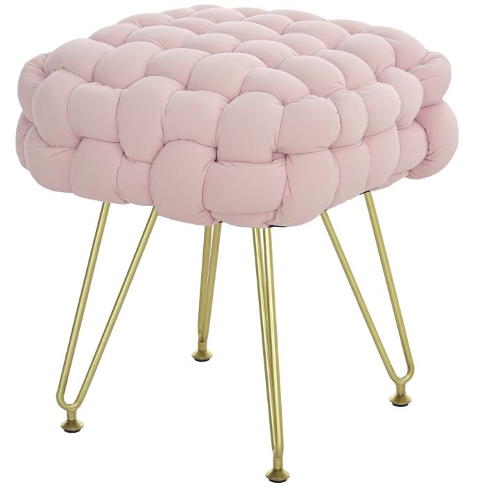 HERON Velvet-Feel Bold Woven Footstool - Pink