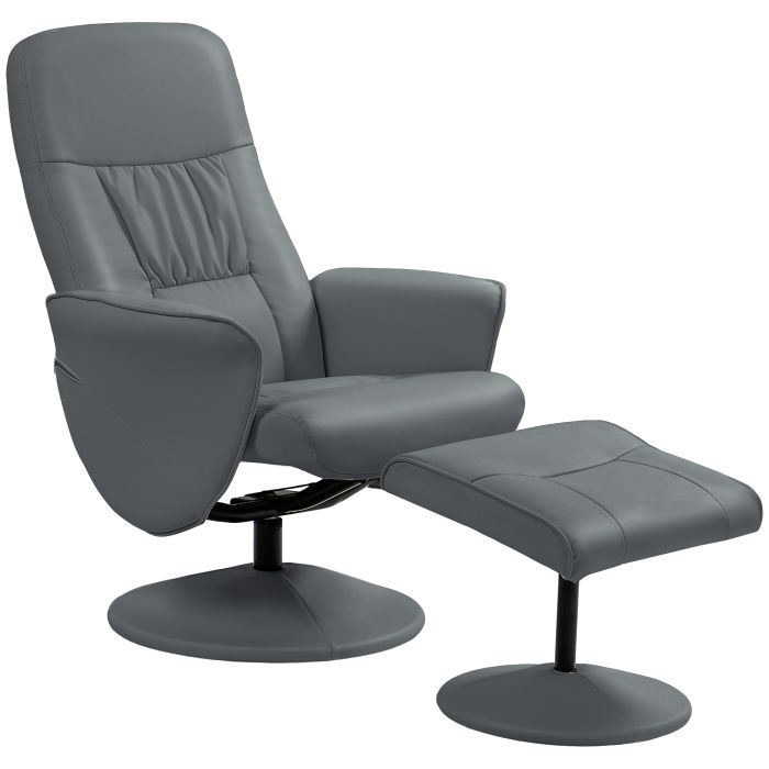Scott Swivel Recliner Chair with Footstool - Grey