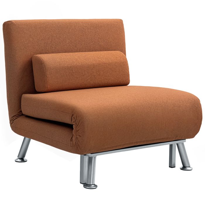 HERON Single Linen-Feel Sleeper Chair - Coffee