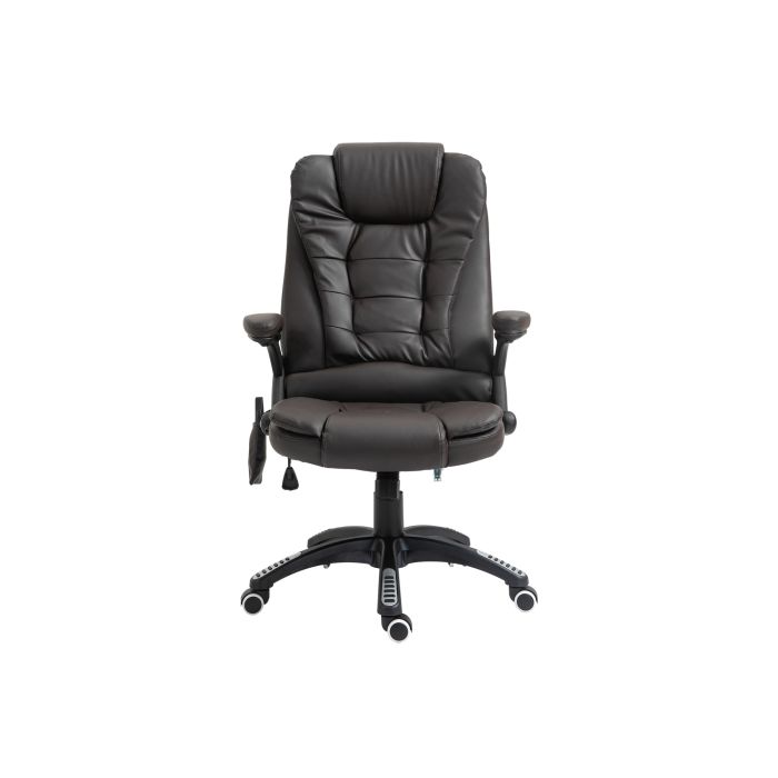 Executive Office Chair with Massage and Heat, High Back PU Leather Massage Office Chair With Tilt and Reclining Function, Brown