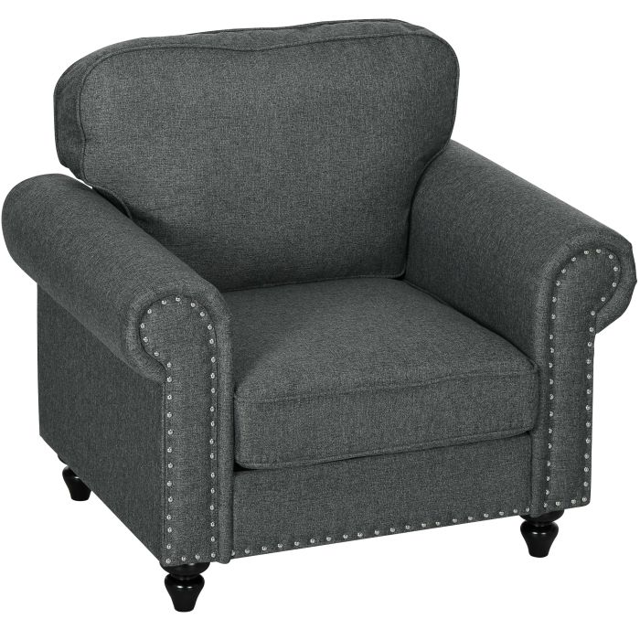 Scott Single Sofa with Pocket Springs - Dark Grey