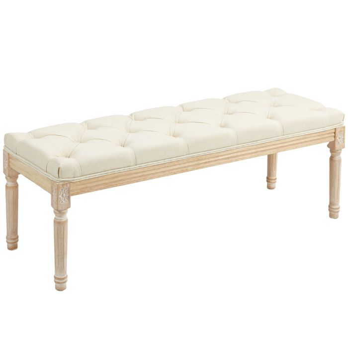 HERON Vintage Wooden Bed End Bench - Cream White
