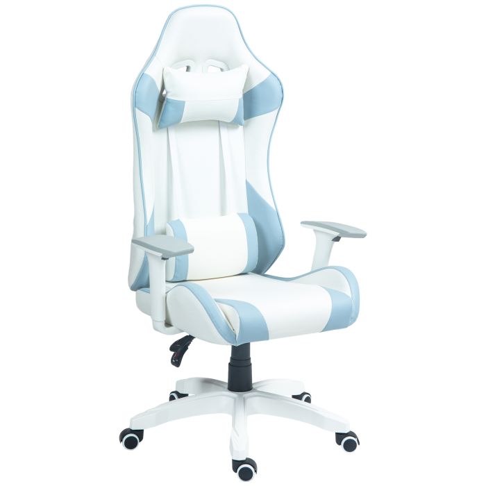 Scott Gaming Chair Racing Gamer Chair Reclining Faux Leather - Light Blue