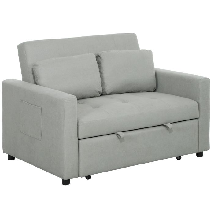 HERON Velvet-Feel Two-Seater Sofa Bed - Light Grey