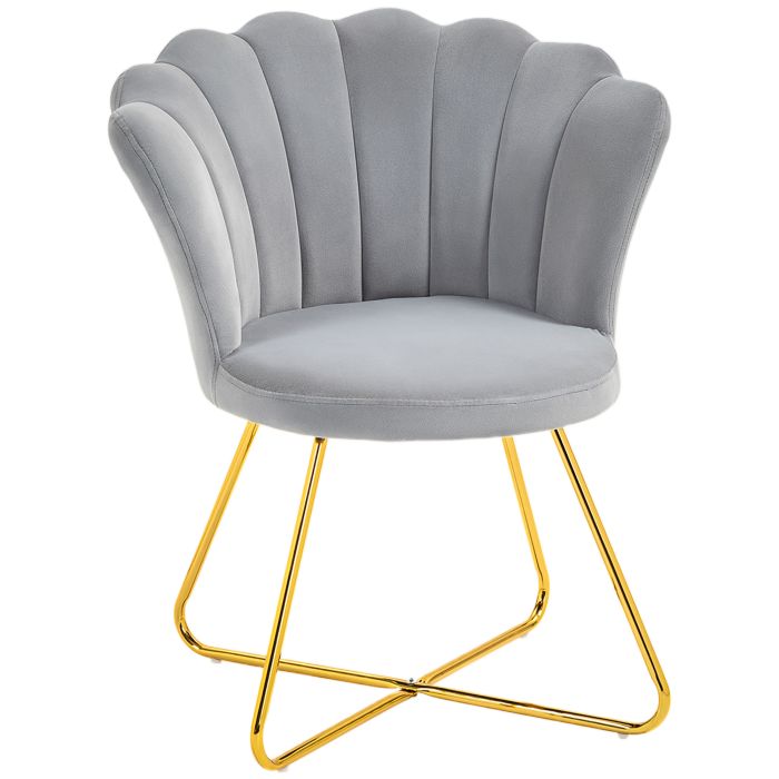 HERON Velvet-Feel Lotus Petal Accent Chair - Grey