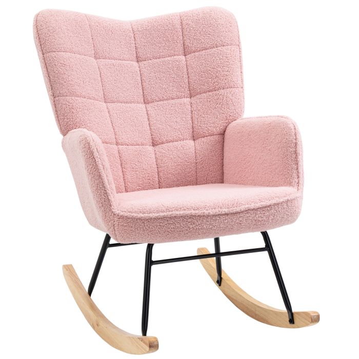 HERON Soft Fleecey Rocking Wingback Chair - Pink