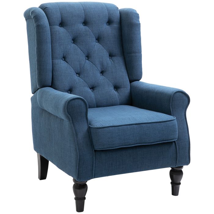 Wingback Accent Chair Button Tufted Upholstered for Living Room - Blue