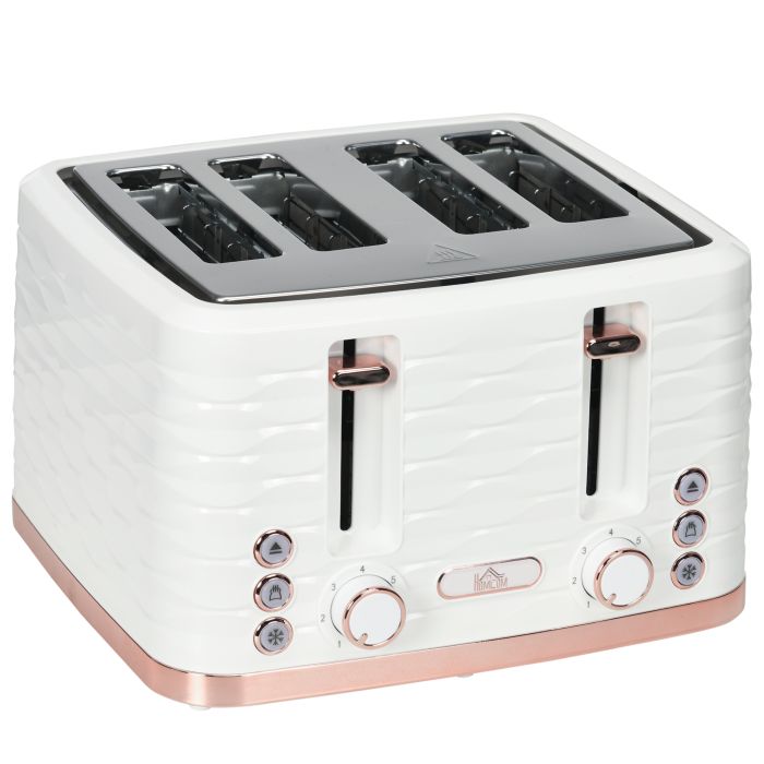 HERON Four-Slice Rippled Toaster - White