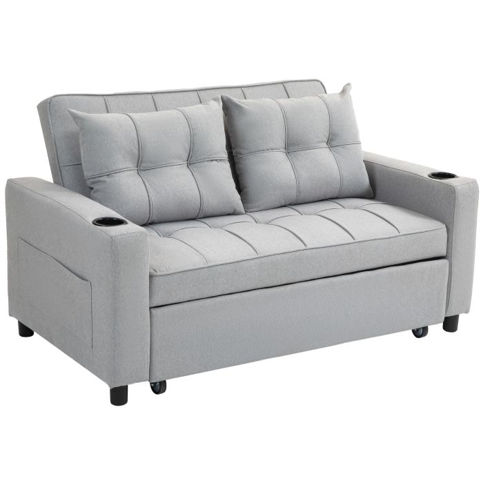 HERON Two-Seater Pull-Out Sofa Bed - Light Grey