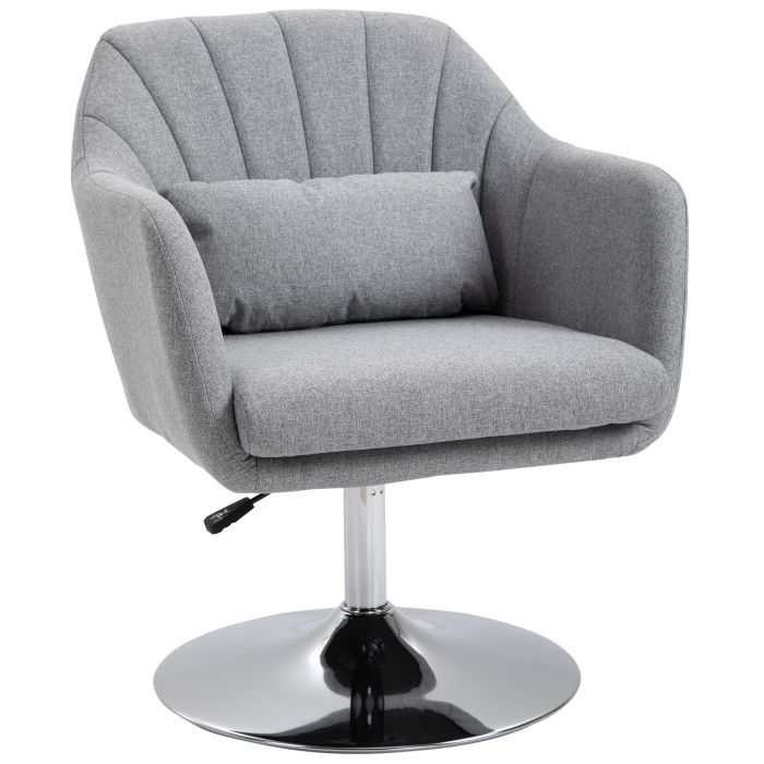 Swivel Accent Chair Contemporary Vanity Armchair with Adjustable Height Thick Cushion Lumbar Support Armrest for Bedroom