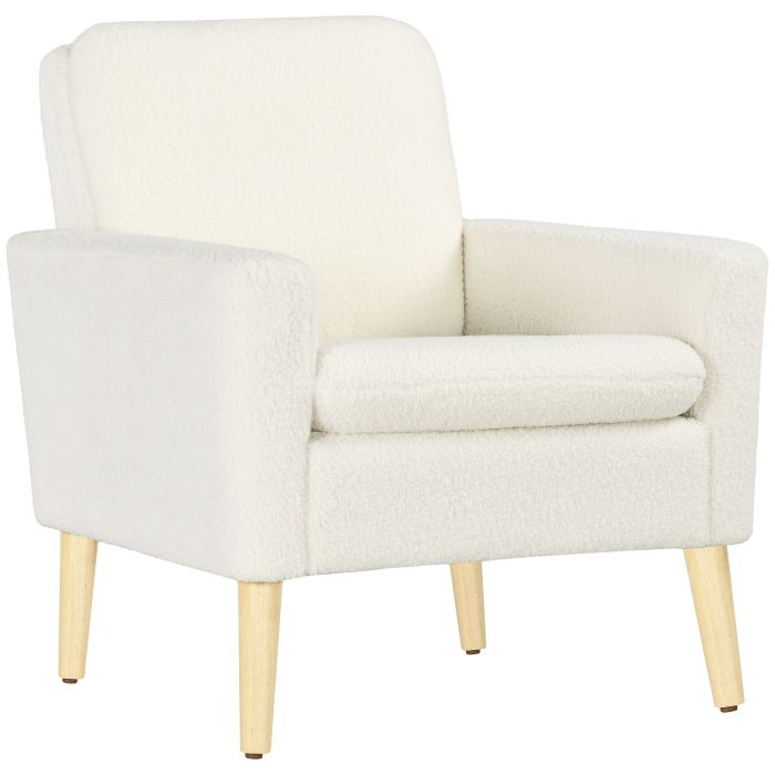 Scott Upholstered Accent Armchair with Wide Padded Seat - Cream White