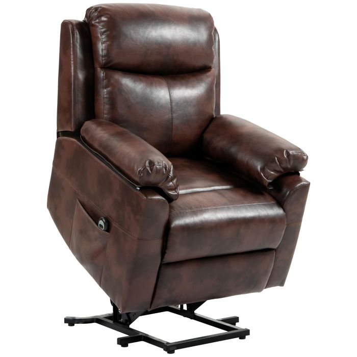 Scott Power Lift Recliner Chair with Remote Control and Pockets - Brown