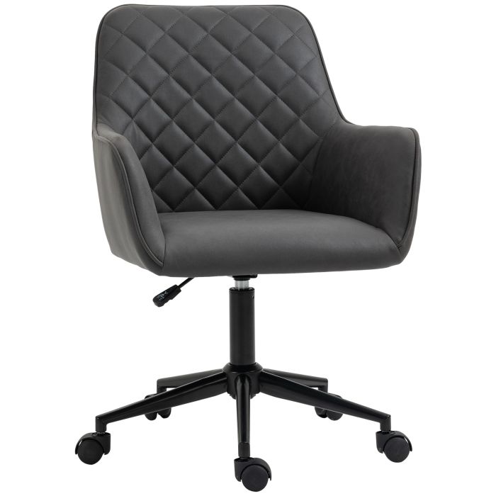 Swivel Office Chair Leather-Feel Fabric Home Study Leisure with Wheels, Grey