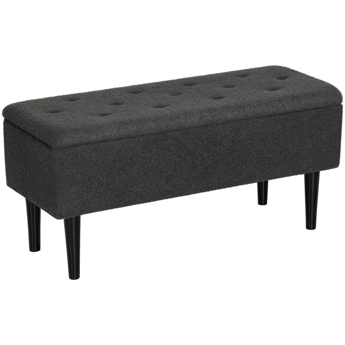HERON 47L Teddy Fleece Storage Ottoman - Dark Grey