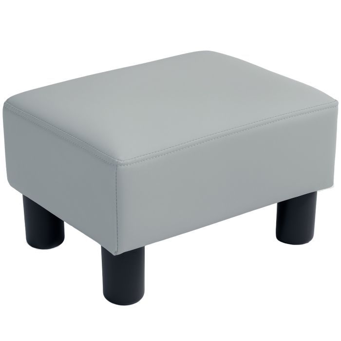 HERON PU Leather Footstool with 4 Plastic Legs, Grey