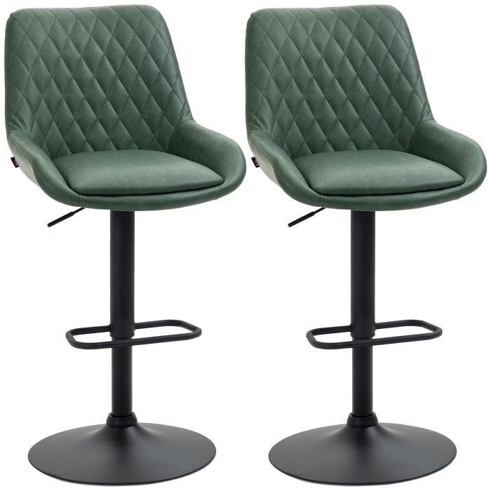 Retro Adjustable Bar Stools Set of 2 - Green