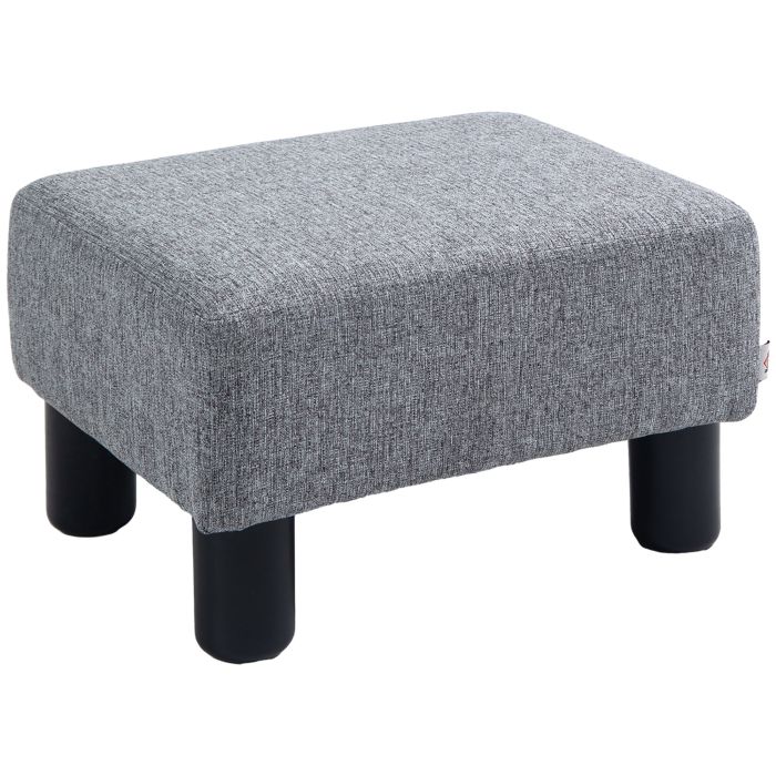 Linen Fabric Footstool Ottoman Cube with 4 Plastic Legs