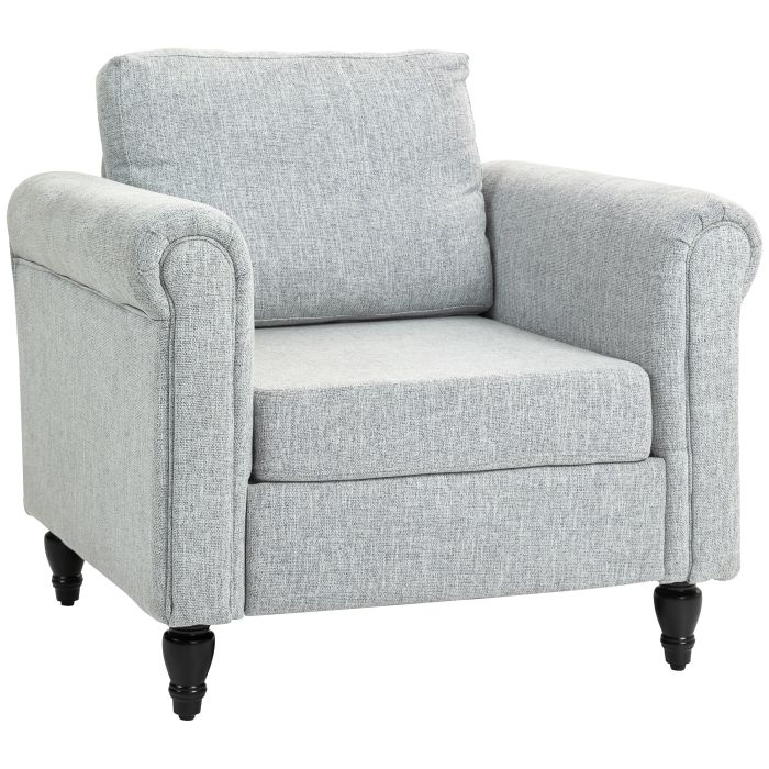 Scott Vintage Accent Chair with Back Pillow - Light Grey