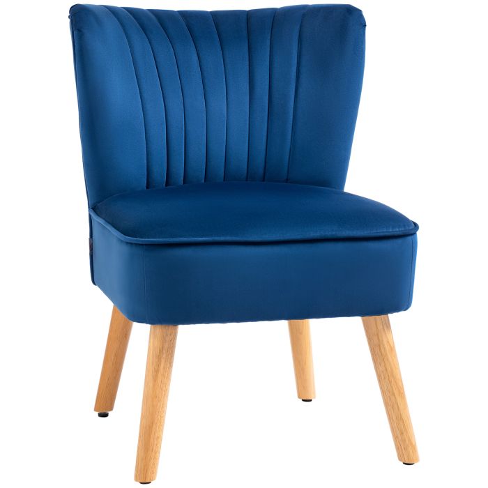 HERON Modern Accent Chair, Fabric Living Room Chair with Rubber Wood Legs and Thick Padding, Dark Blue