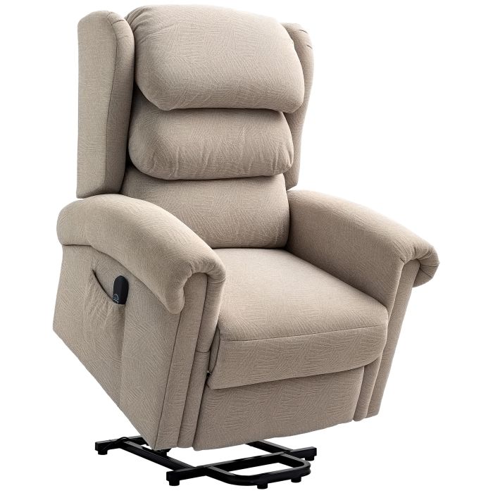 HERON Power Lift Recliner Chair for Elderly, Velvet Electric Riser and Recliner Armchair for Living Room with Remote Control, Khaki
