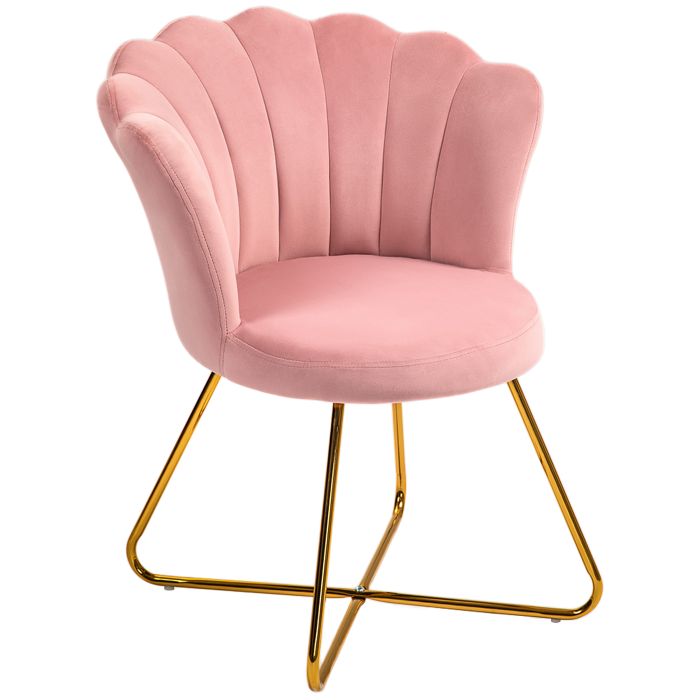HERON Velvet-Feel Lotus Petal Accent Chair - Pink
