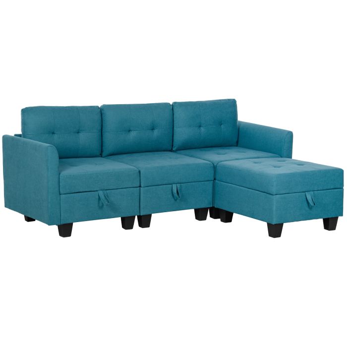 HERON 'L' Shape Modular Sofa, with Storage - Light Blue
