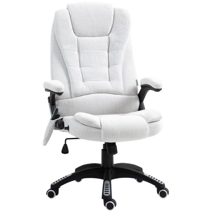 Preston Massage Office Chair with Heated Vibration Points 360 Swivel - Cream