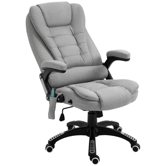 Office Chair with Massager High Back Ergonomic Design with Heated Padded and 360° Swivel Base for Home Office, Gaming, Light Grey