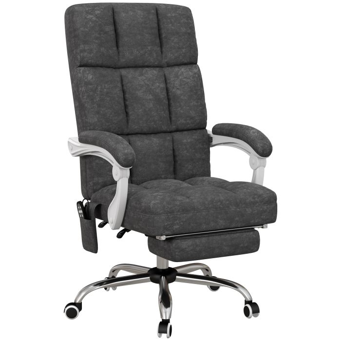 Vinsetto Executive Vibration Massage Office Chair, Microfibre Computer Chair with Armrest, 135deg Reclining Back, Charcoal Grey