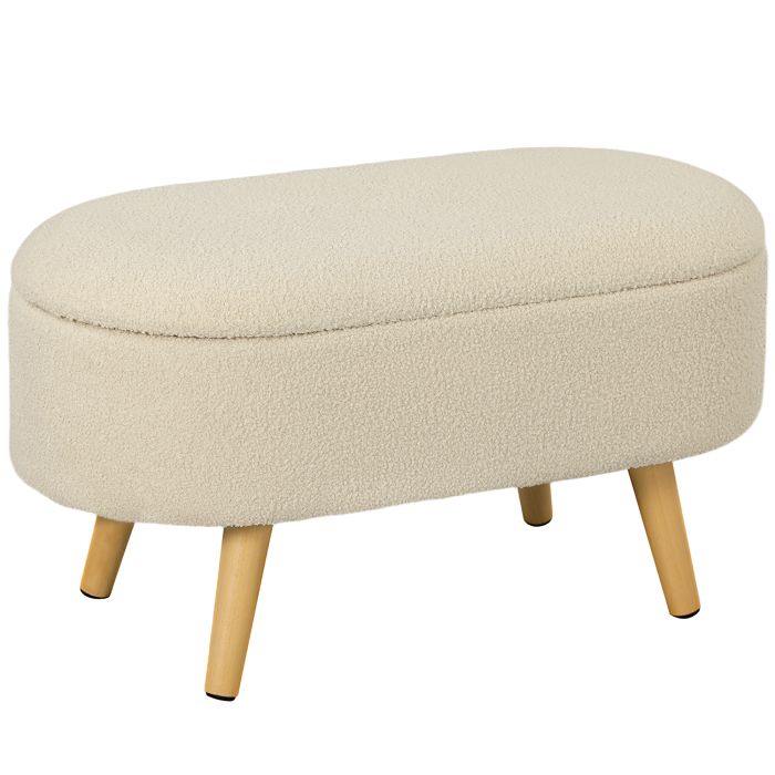 HERON Teddy Fleece Storage Ottoman - Cream White