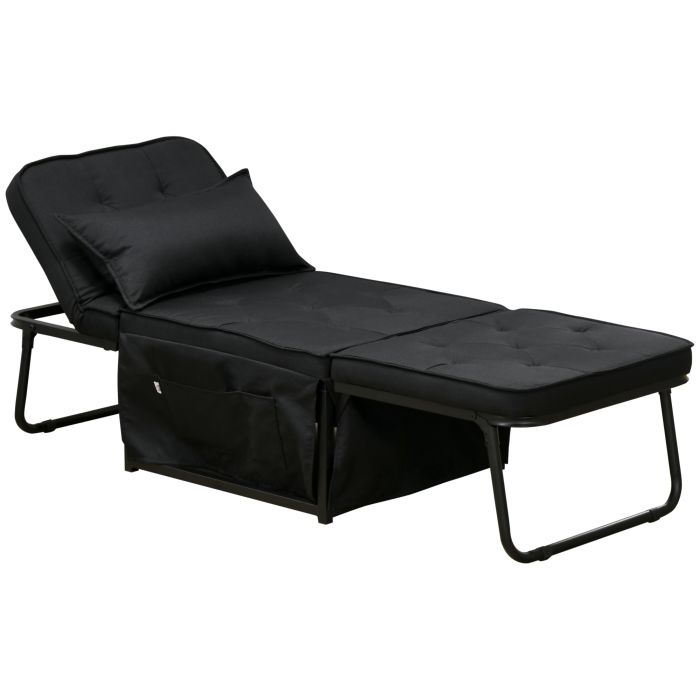 Scott Fabric Sleeper Chair with Adjustable Backrest - Black