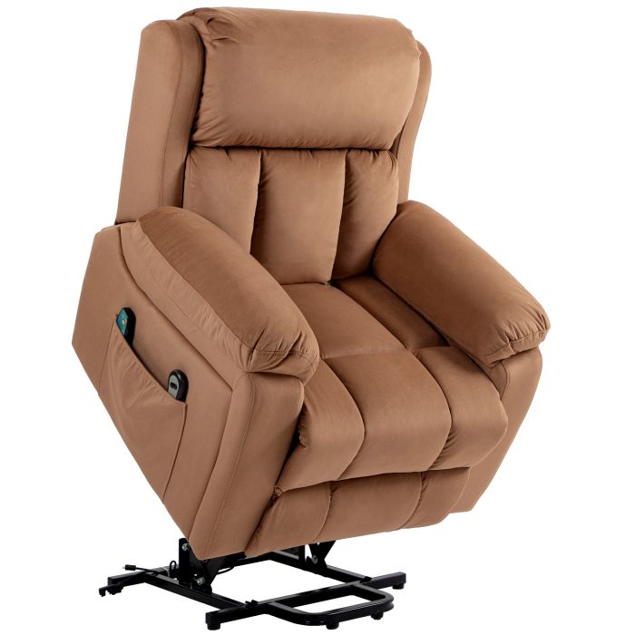 Scott Power Lift Recliner Chair with Vibration Massage Heat Side Pocket - Brown