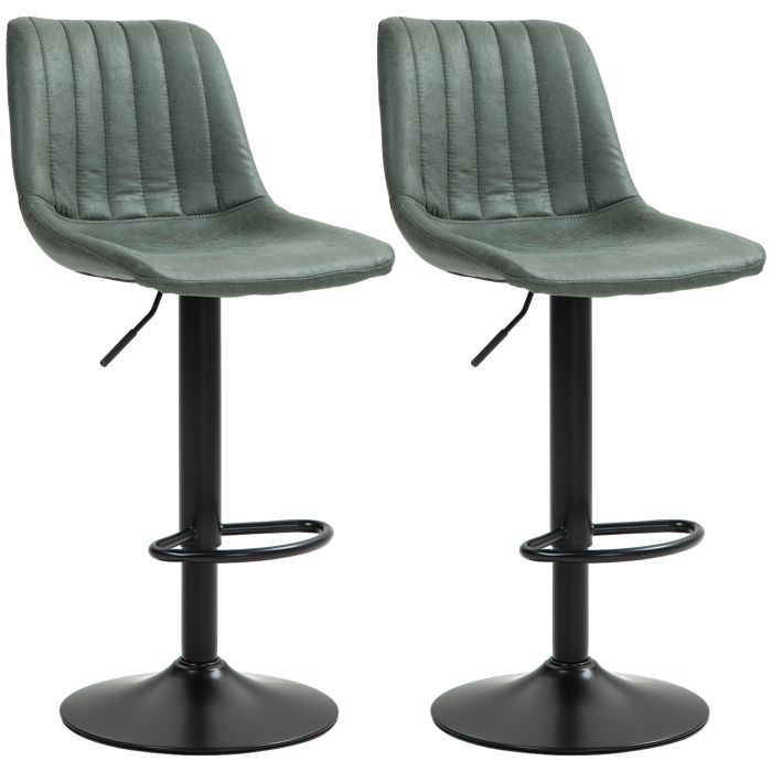 Scott Adjustable Bar Stools Set of 2 with Swivel Seat - Green