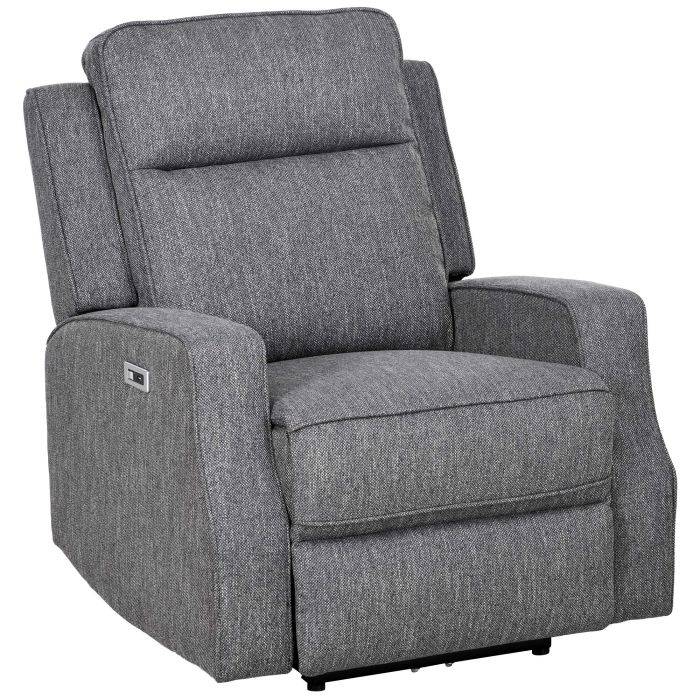 Scott Electric Recliner Armchair with USB Port - Charcoal Grey
