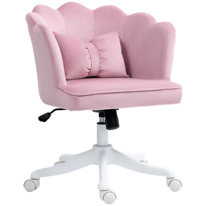 HERON Velvet-Feel Petal Back Office Chair - Pink